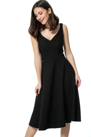 13031 Black Sleeveless Midi Dress