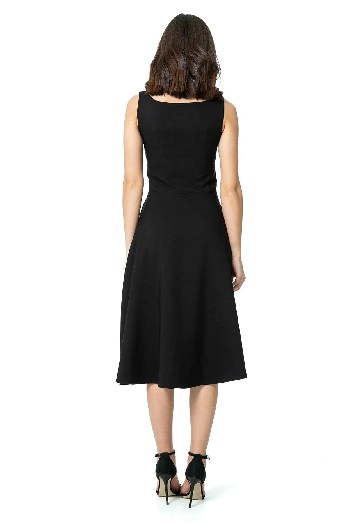 13031 Black Sleeveless Midi Dress