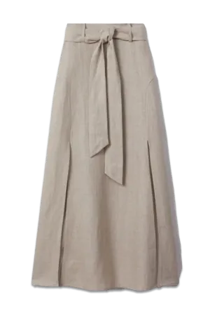 Abigail High Rise Linen Midi Skirt