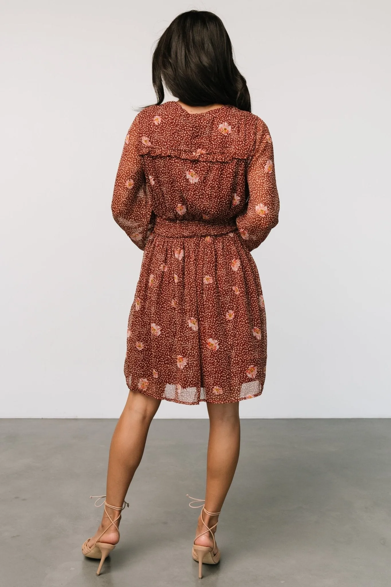 Anne Short Dress | Rust Print
