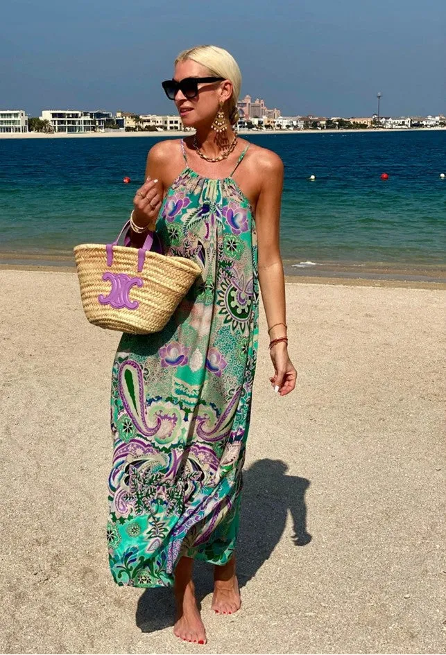 Aqua Plus Size Silk Designer Maxi Dress