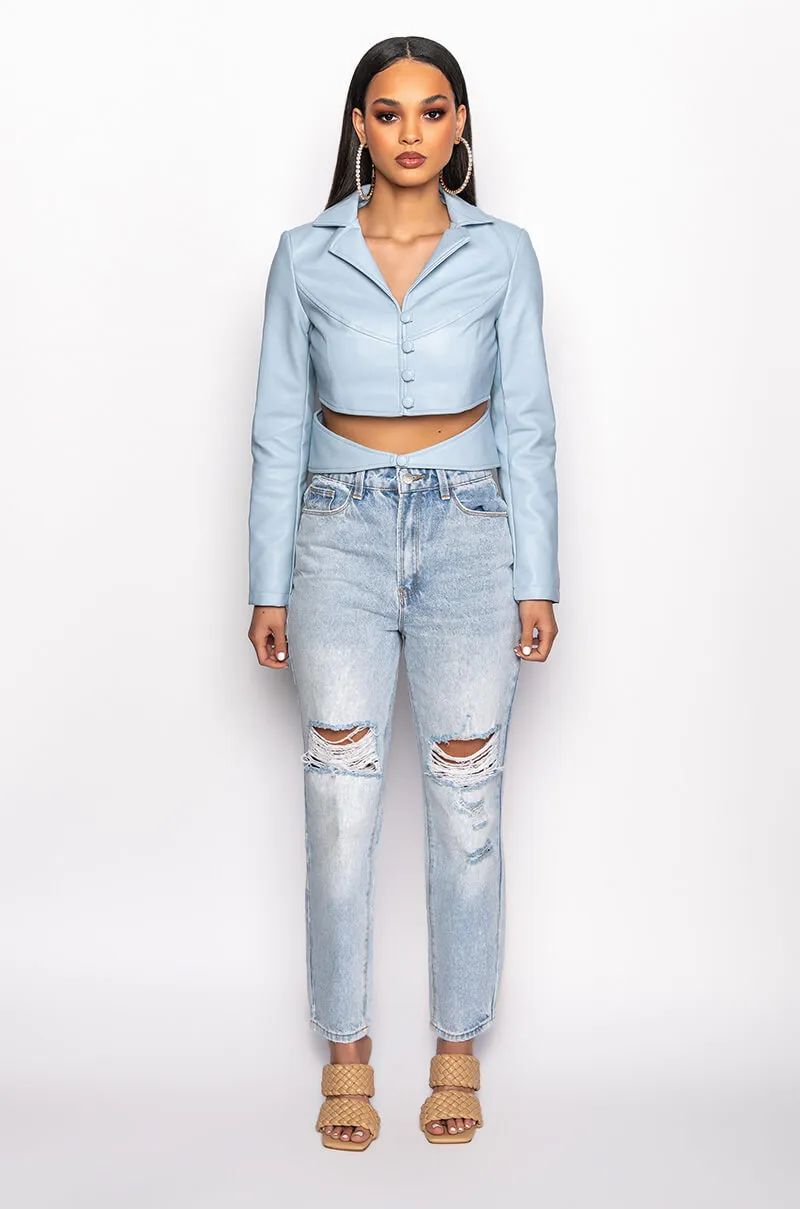 ARRIVEDERCI ACID WASH HIGH RISE DISTRESSED MOM JEANS