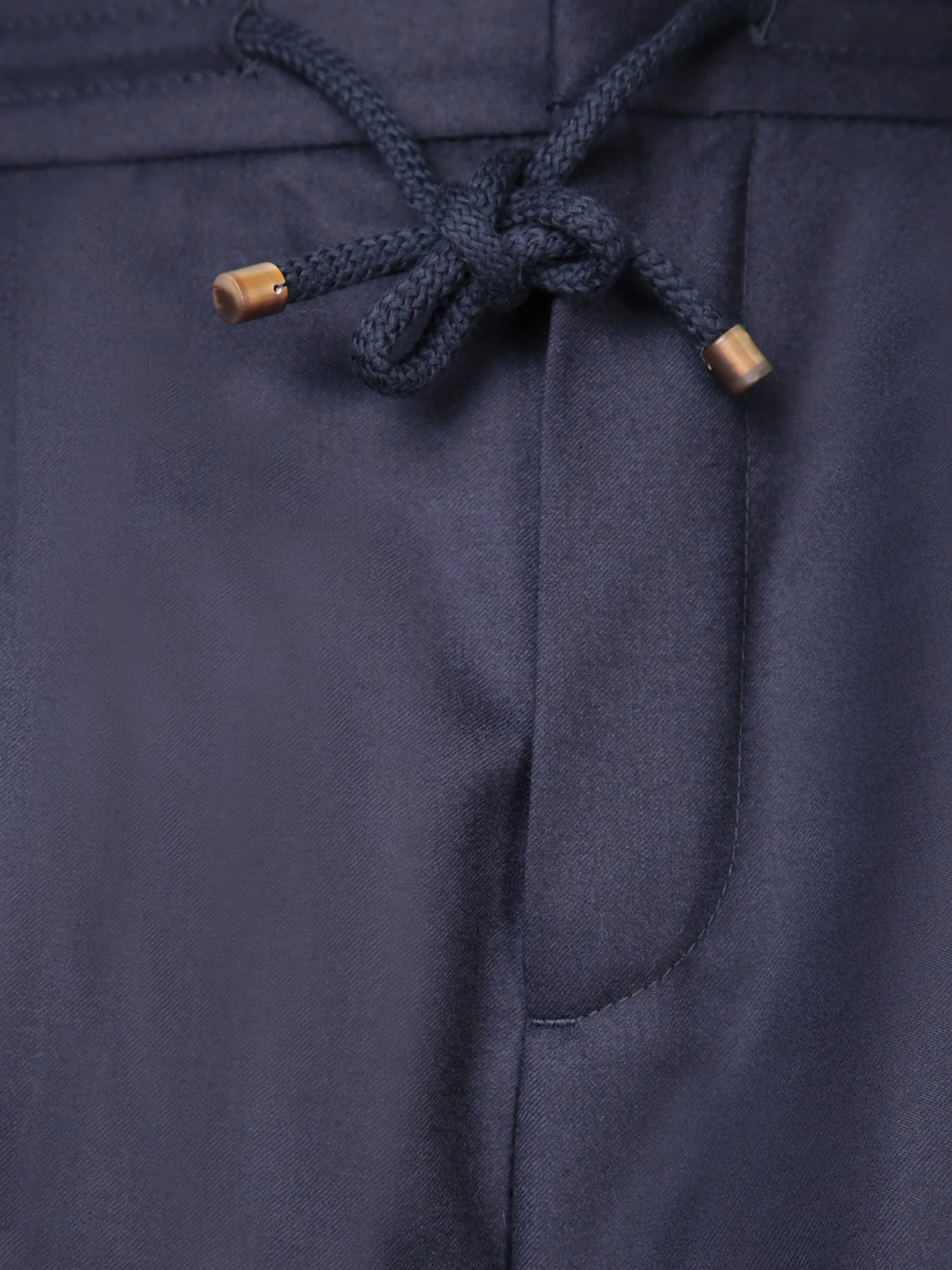 Blue Flannel Drawstring Trousers