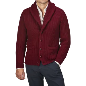 Bordeaux Lambswool Shawl Collar Cardigan