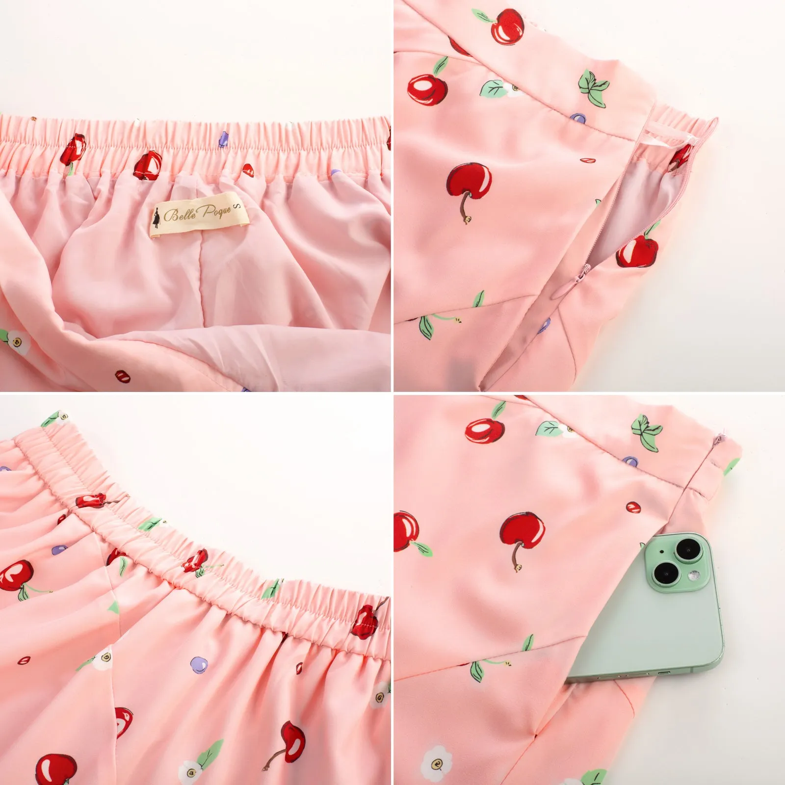 BP Women Vintage Irregular Hem Skirt Elastic Waist Mid-Calf Swing Skirt