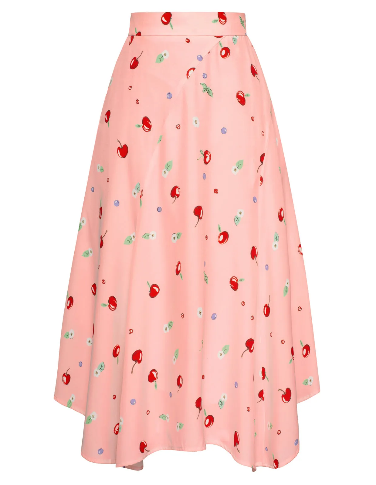 BP Women Vintage Irregular Hem Skirt Elastic Waist Mid-Calf Swing Skirt