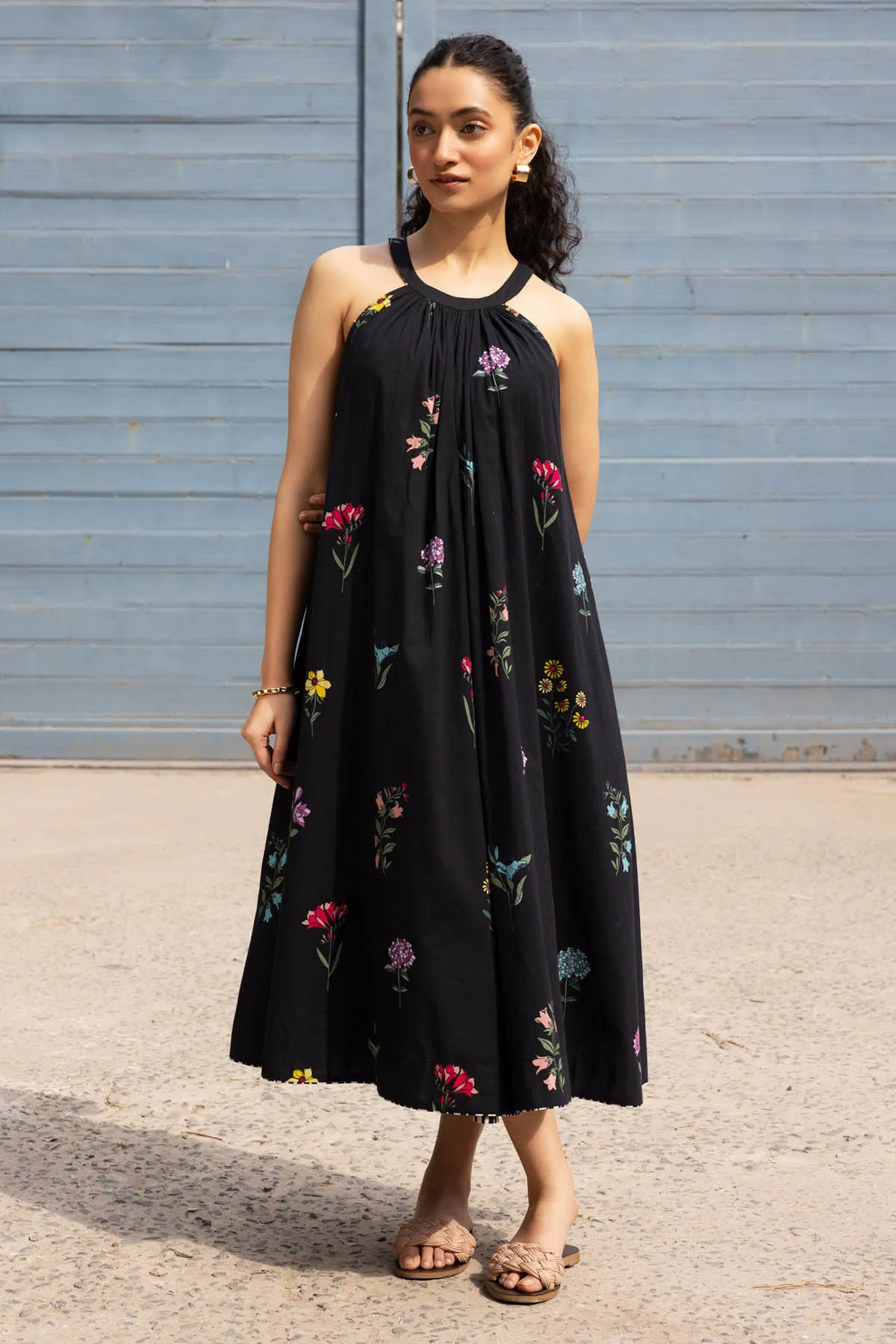 Cotton Black Sleeveless Dress