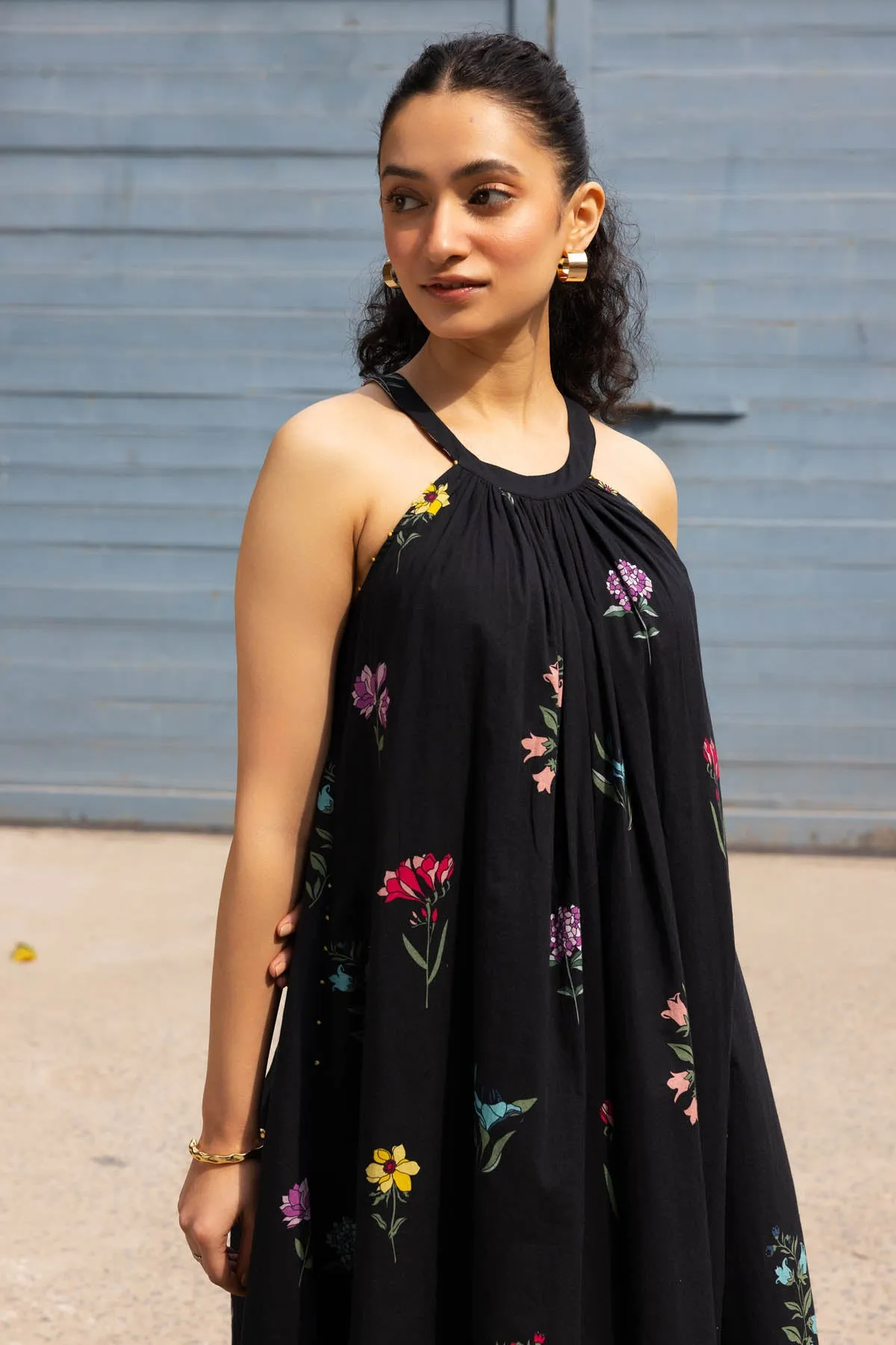 Cotton Black Sleeveless Dress