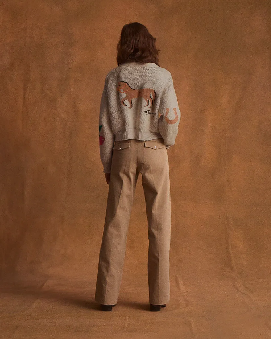 Cropped Stables Cardigan (Heather Oat)