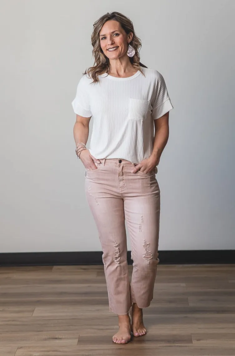 Cropped Straight Colored Denim (Grace & Lace)