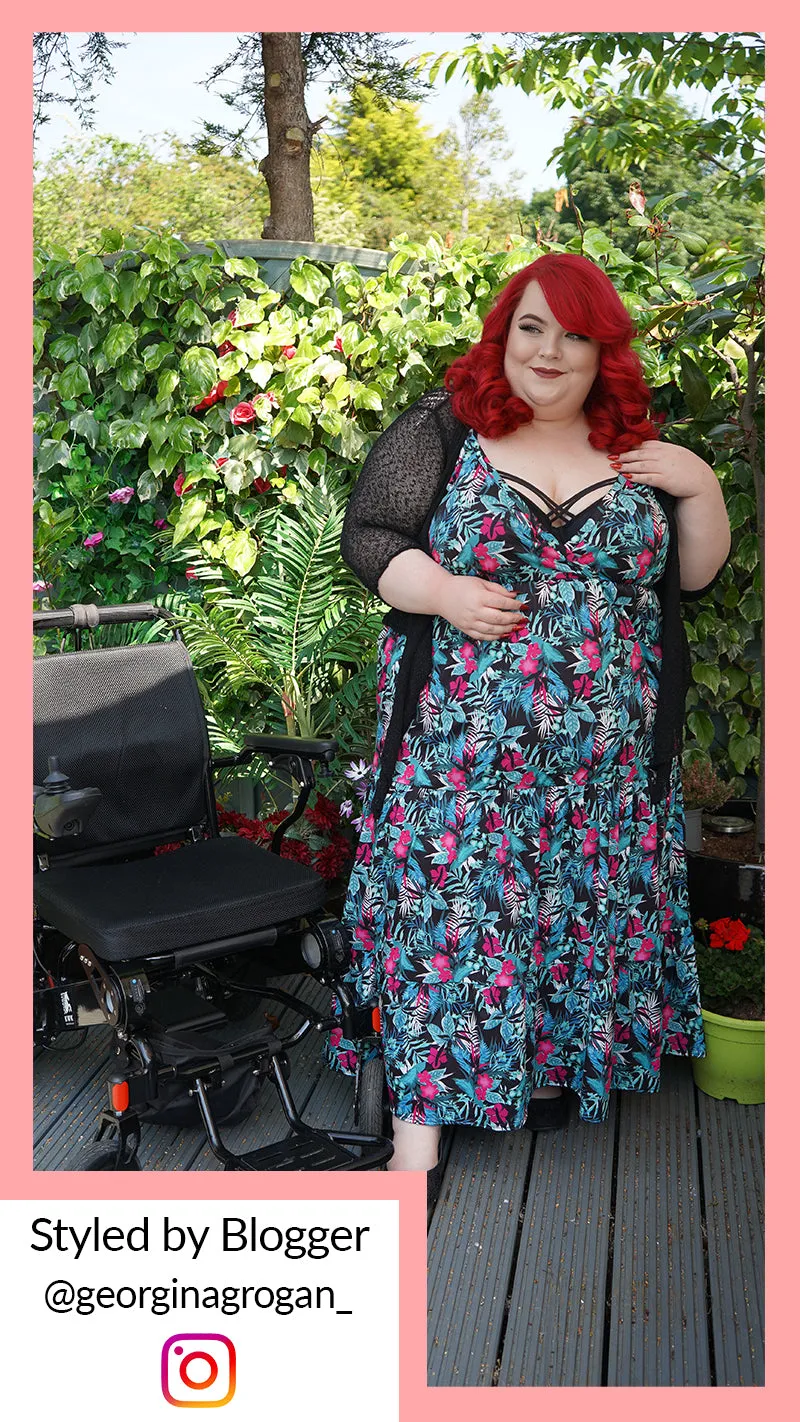 CurveWow Green Tropical Wrap Bust Maxi Dress