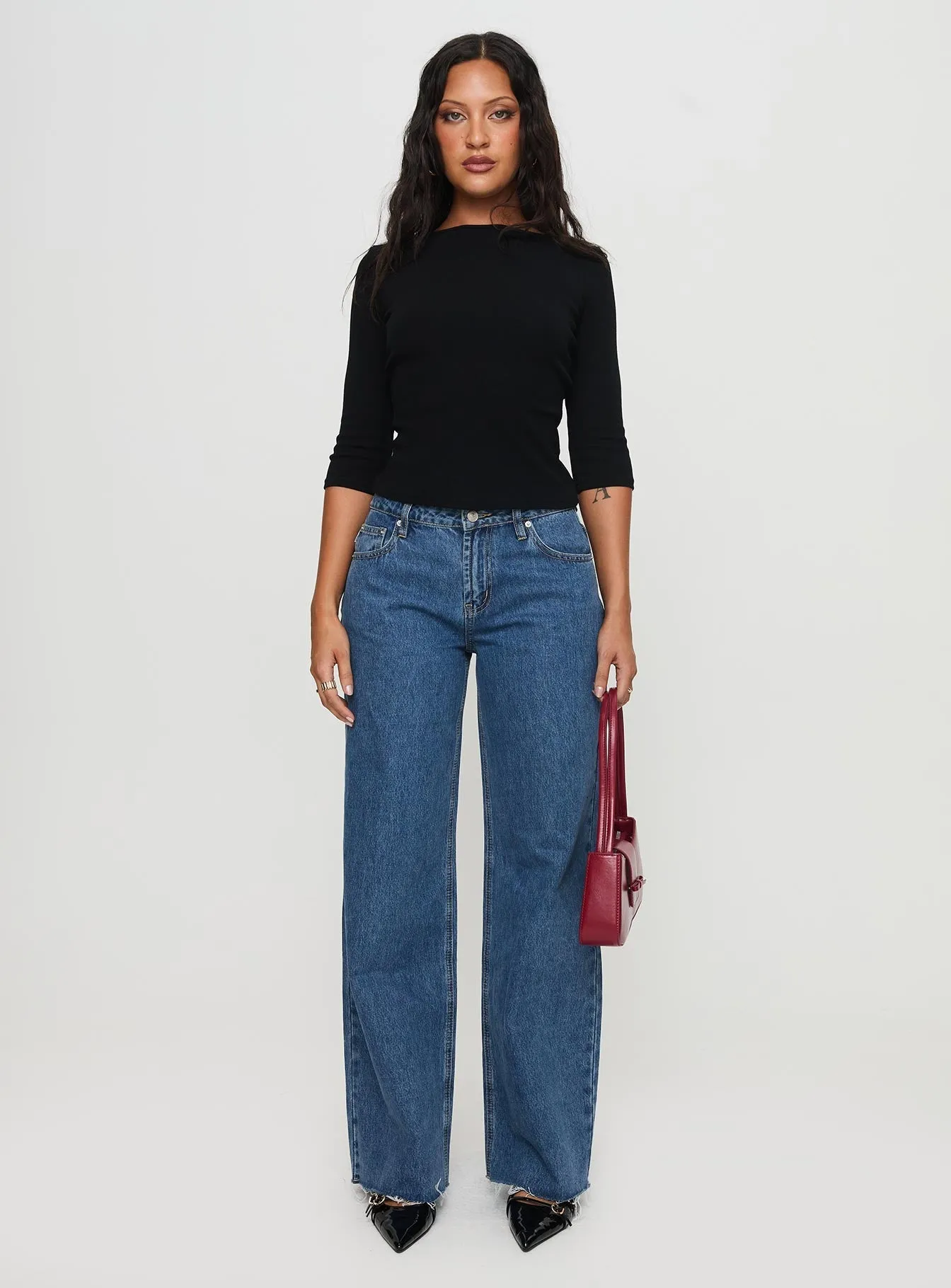 Darla Low Rise Straight Jean Mid Wash