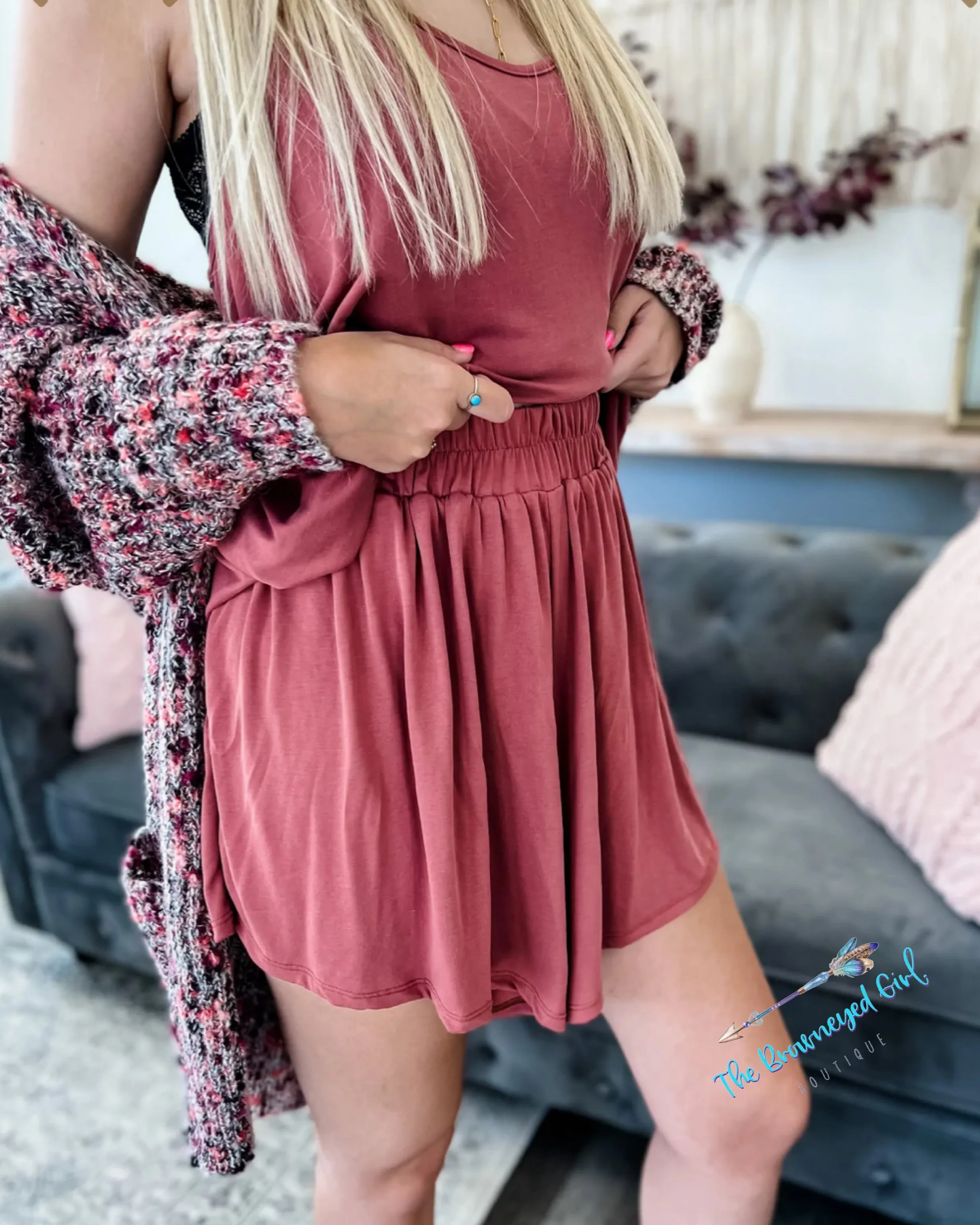 Delilah Dreamy Shorts Mauve/Charcoal