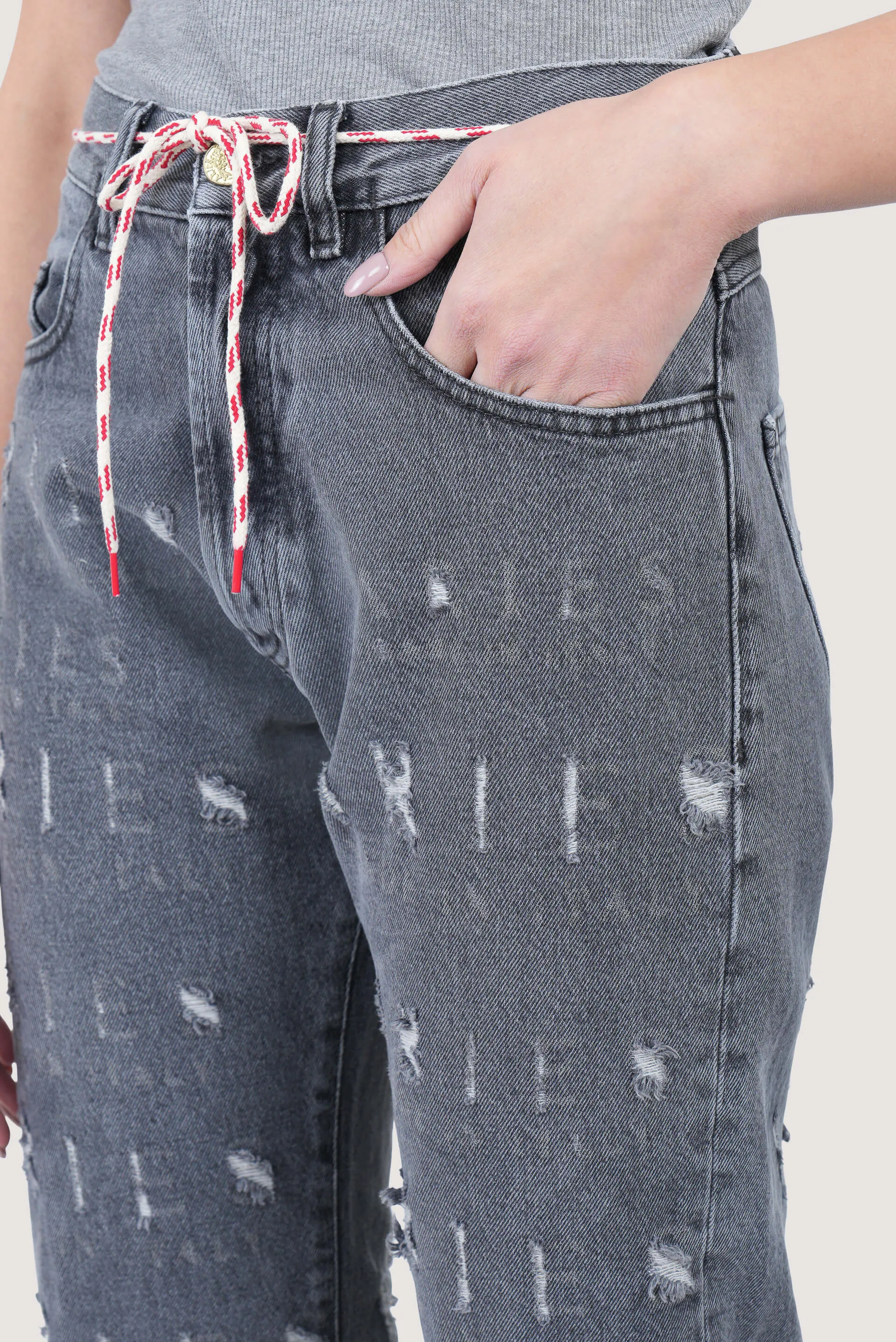Destroyed Logo Printed Batten Jeans