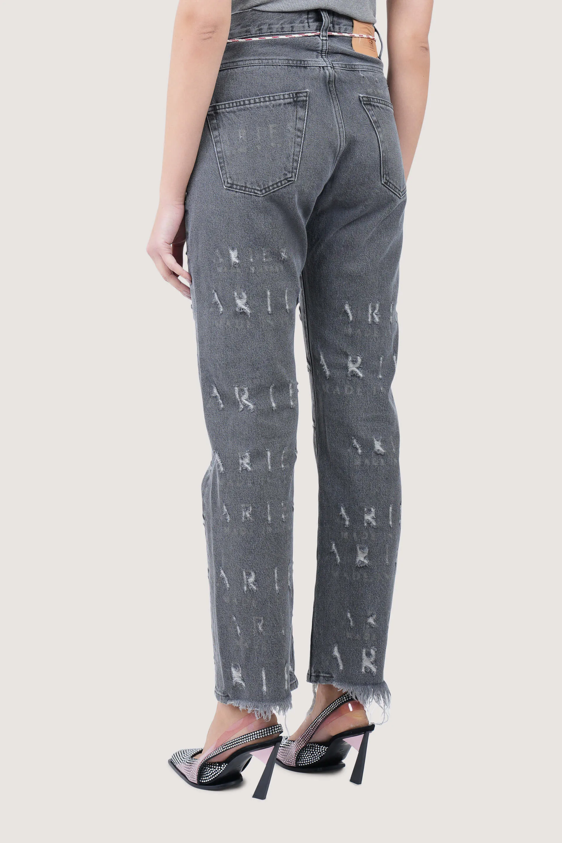 Destroyed Logo Printed Batten Jeans
