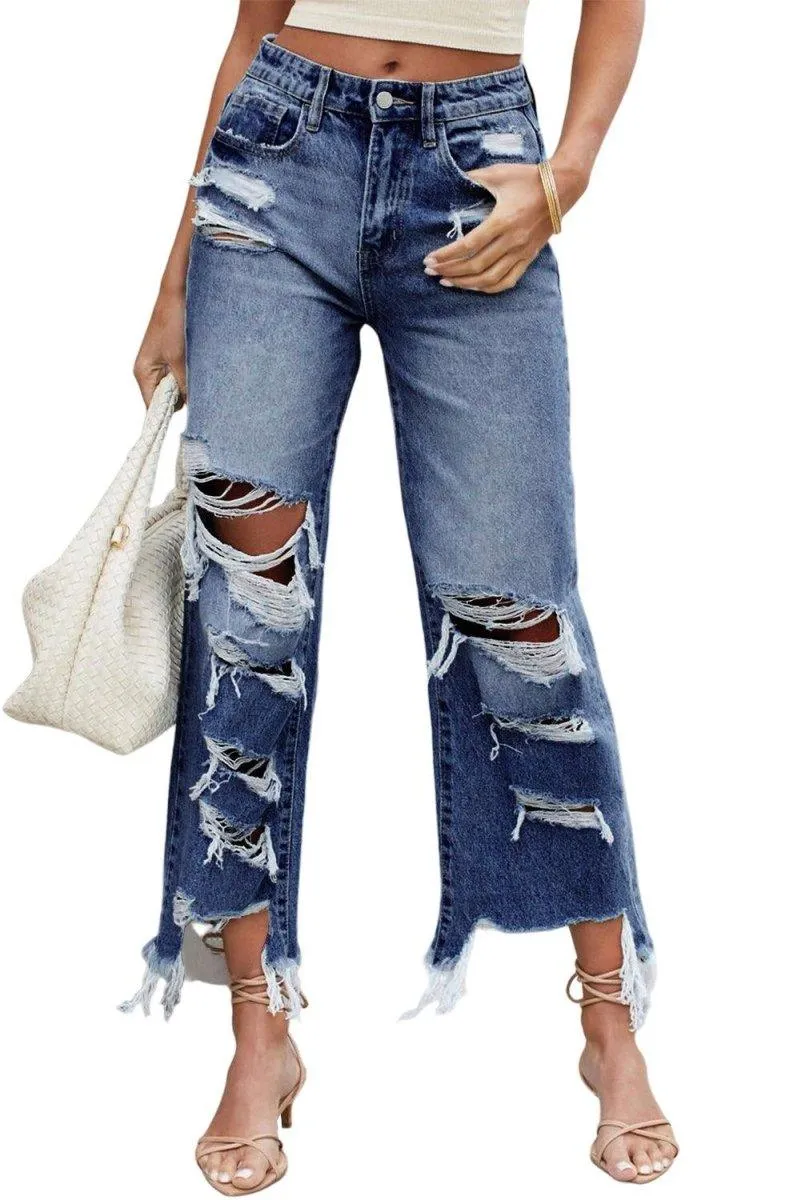 Distressed Heavy Destroyed Denim Jeans