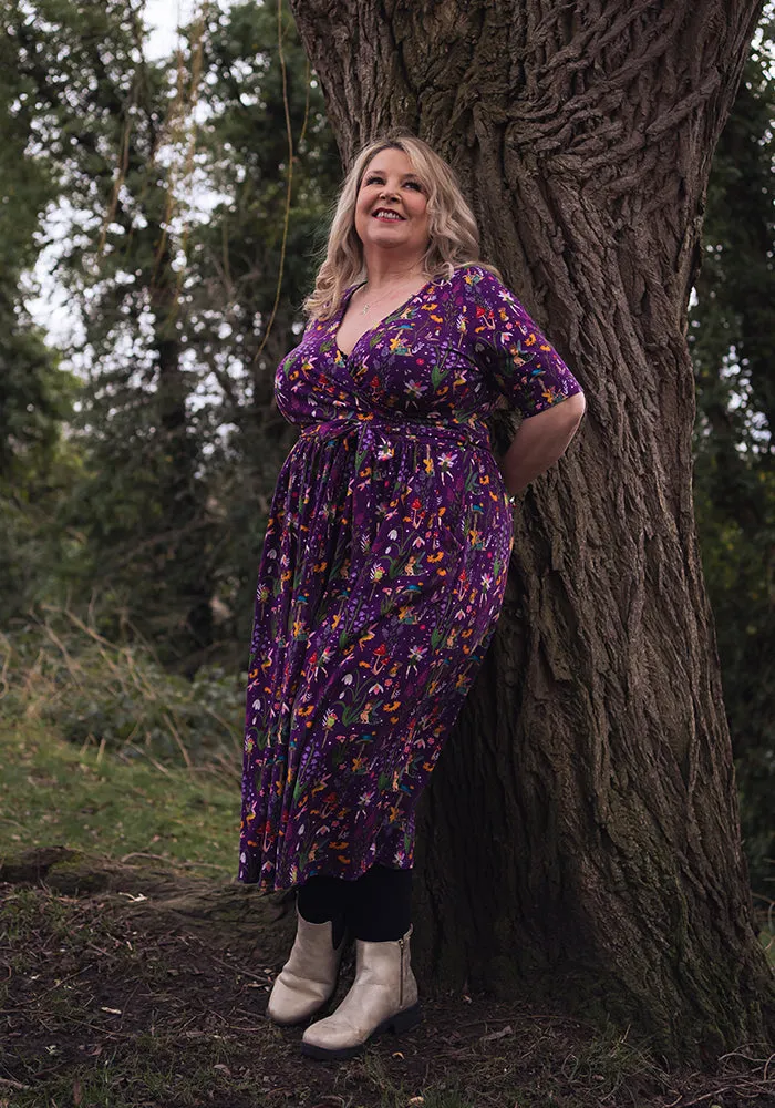 Fauna Fairy Garden Print Cotton Midi Dress