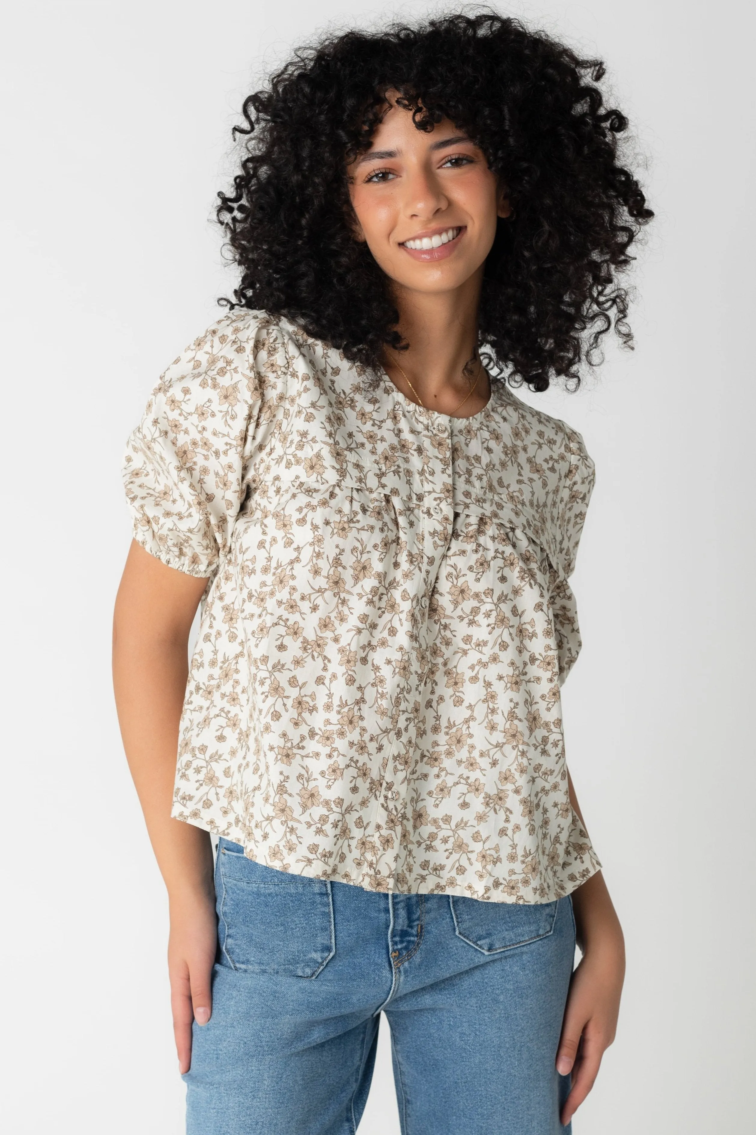 Floral Button-Up Blouse
