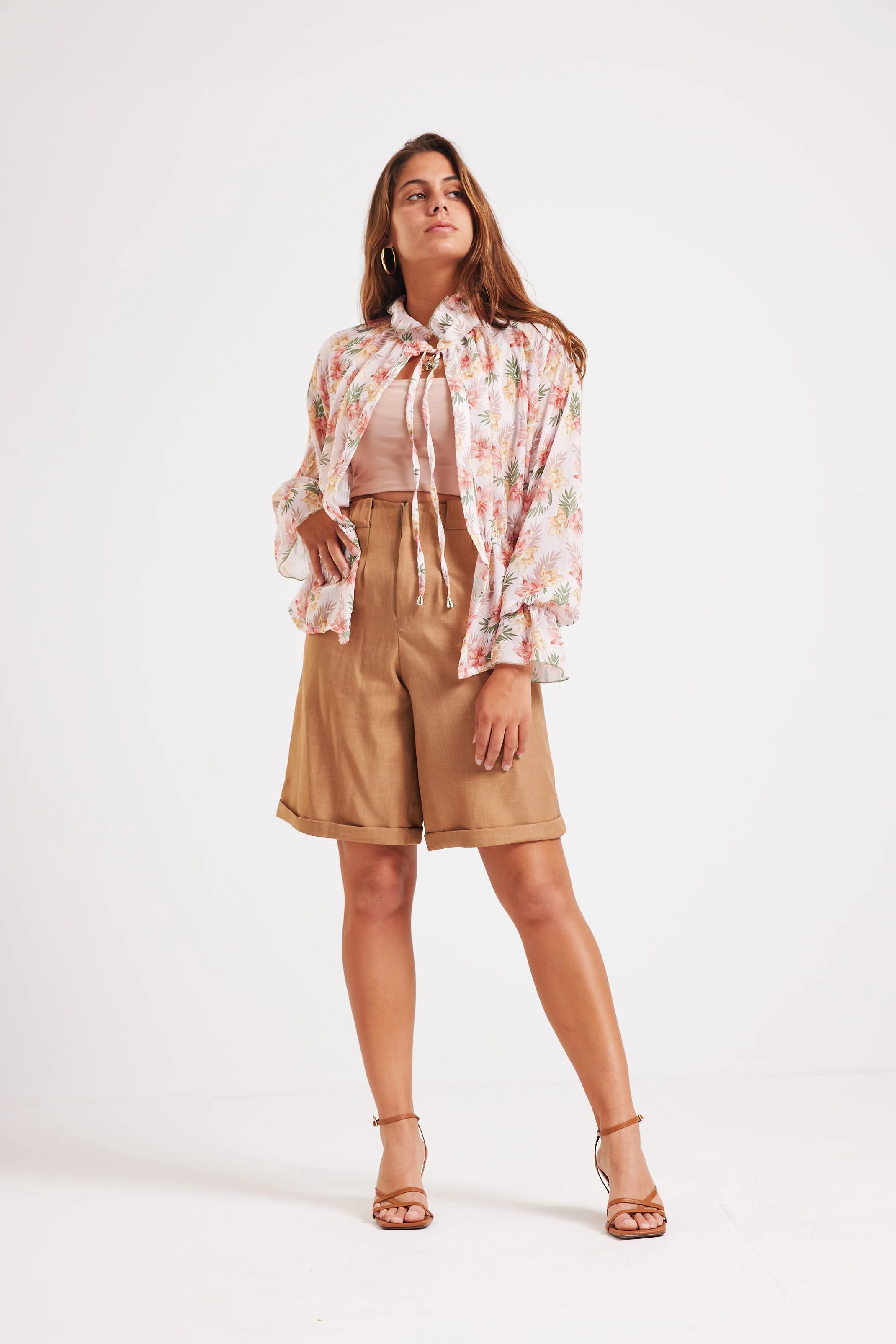 FLORAL CHIFFON BLOUSE - BLUSH