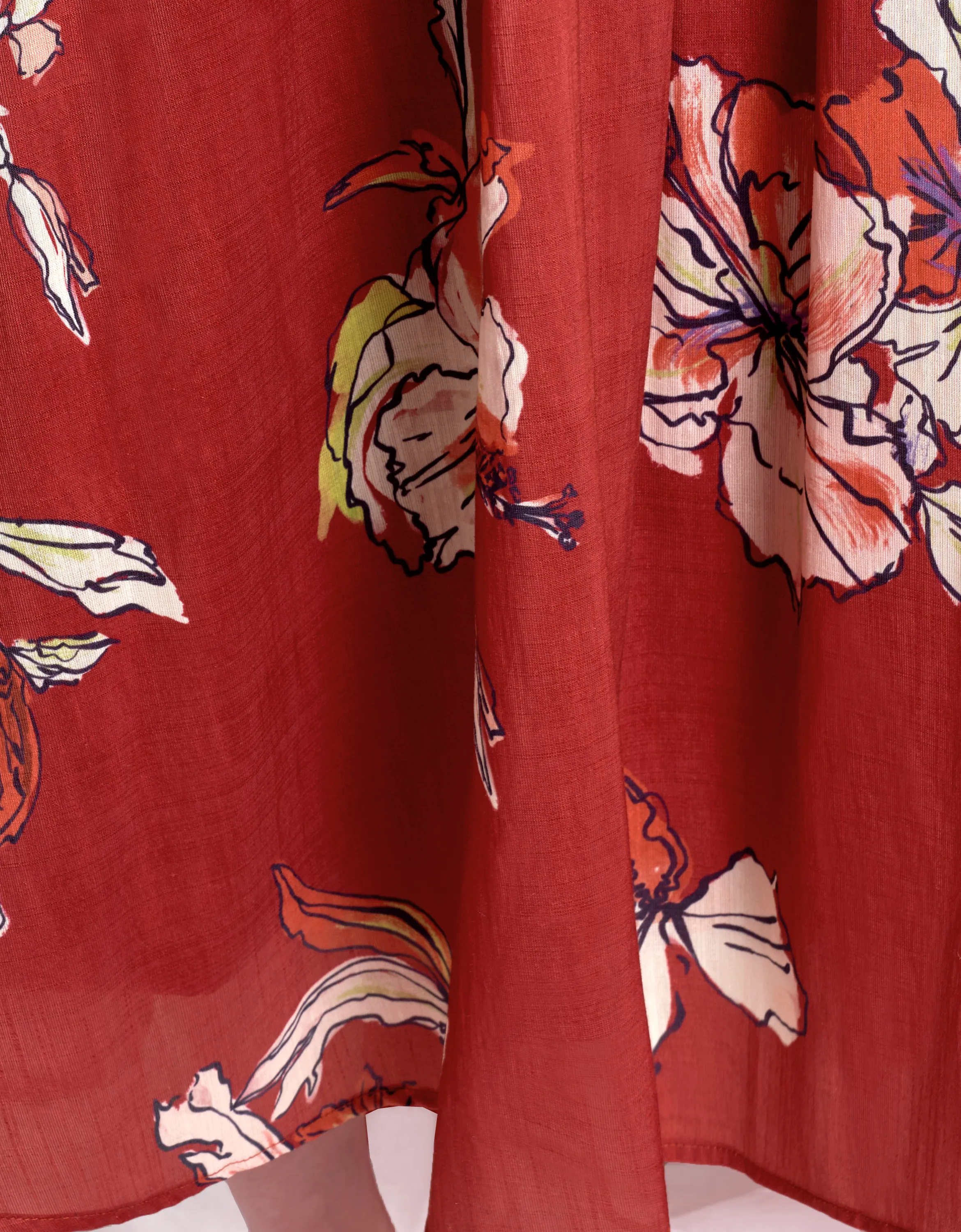 Floral Print Pleated Midi Skirt