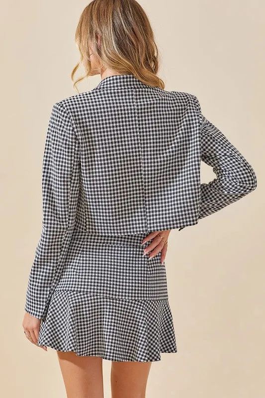Heidi Plaid Knit Cropped Blazer