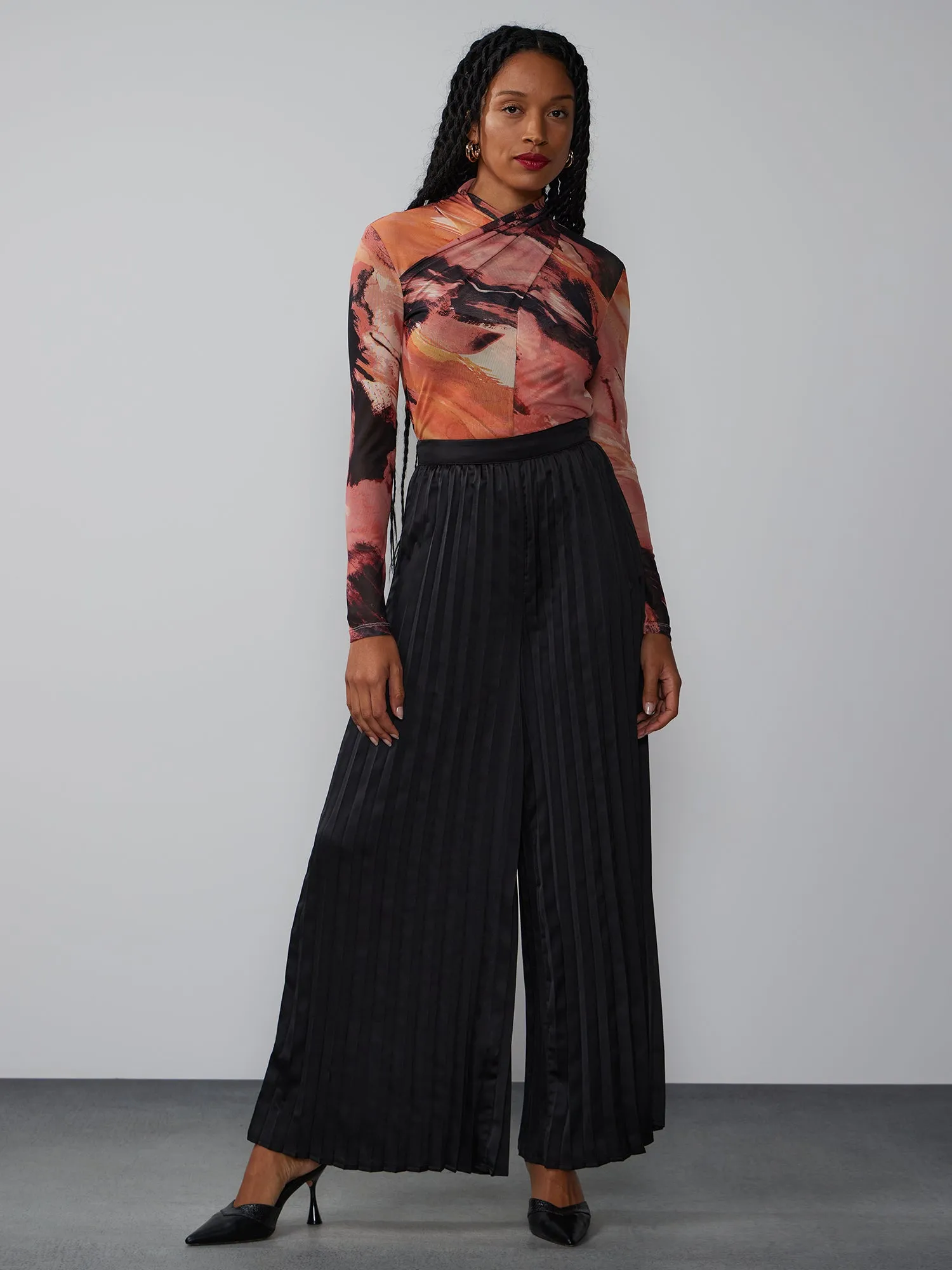High Rise Pleated Palazzo