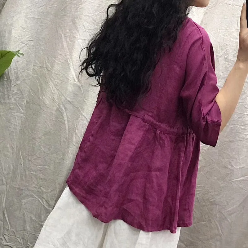 Jana Drawstring Waist Half Sleeve Shirt