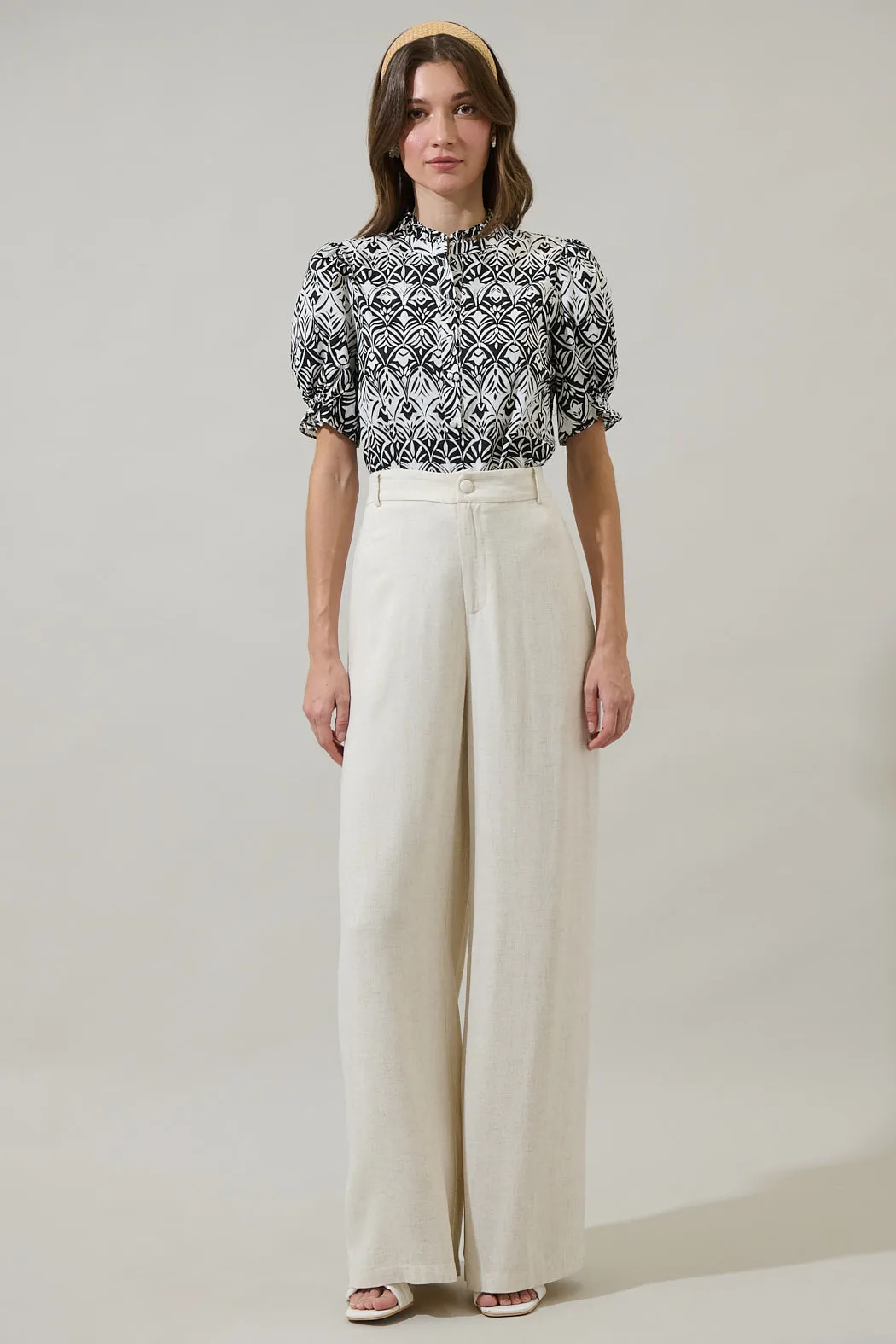 La Palma Floral Clove Puff Sleeve Top