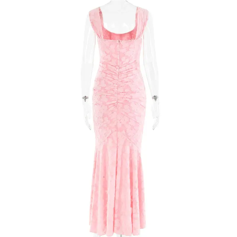 Lace Textured Strap Charming Wrap Midi Dress