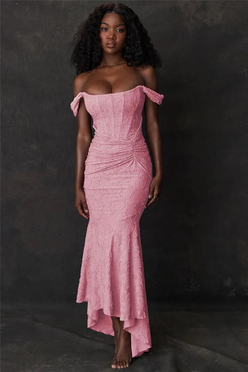 Lace Textured Strap Charming Wrap Midi Dress