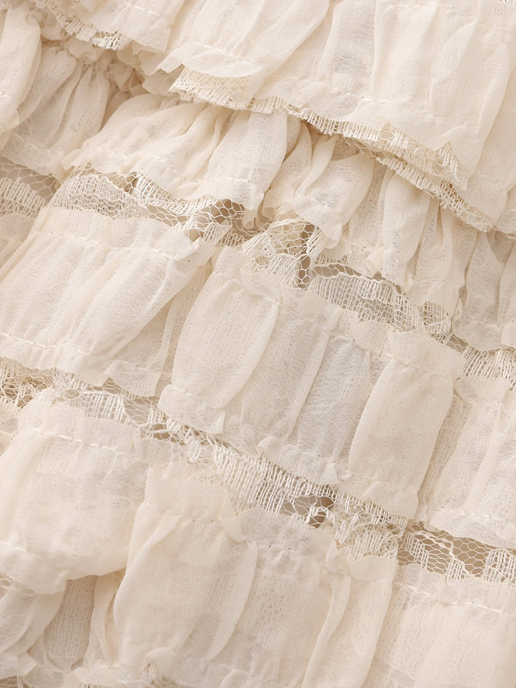Lace Tiered Mini Skirt with Elastic Waist