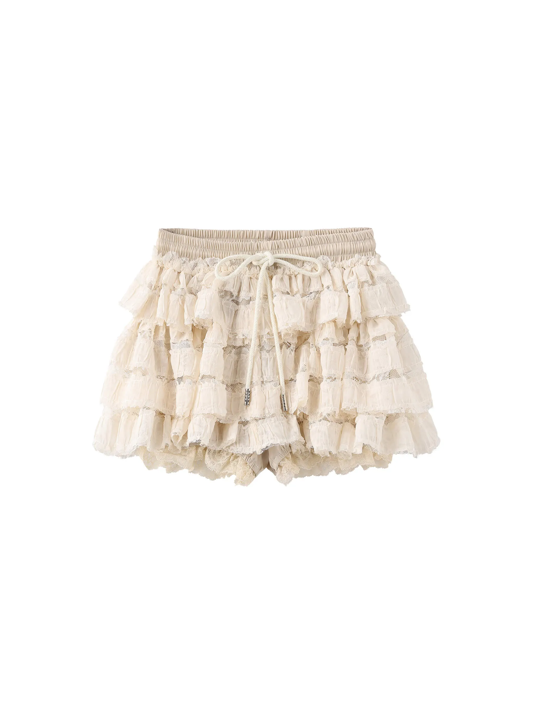 Lace Tiered Mini Skirt with Elastic Waist