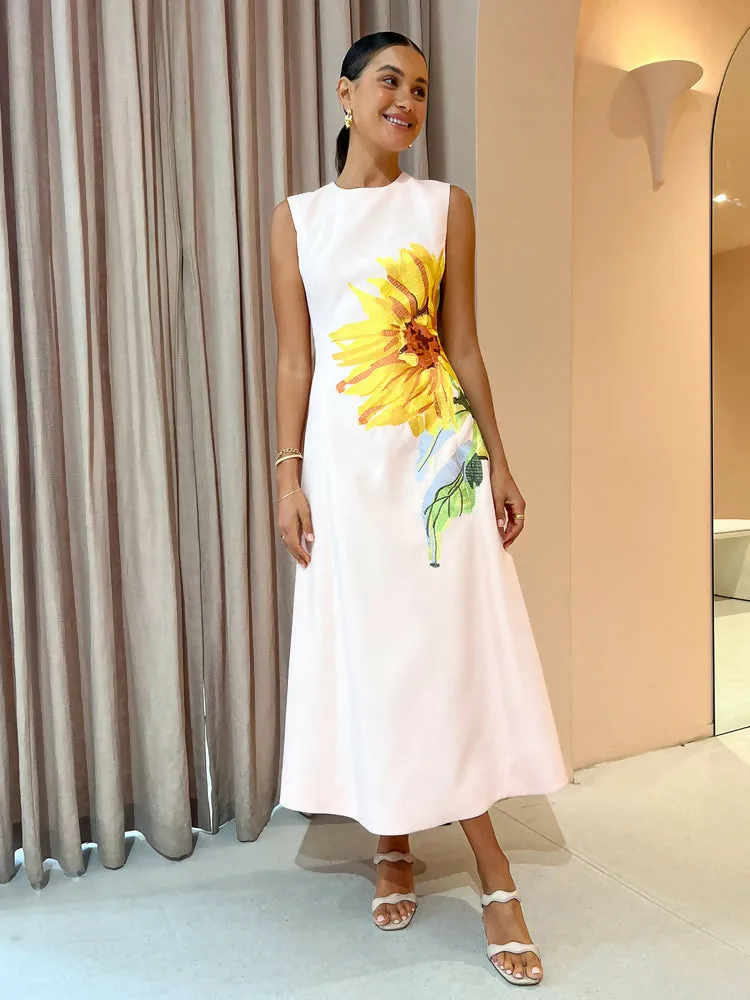 Leo Lin Sleeveless Cleo Midi in Sunflower Pink Size AU 8