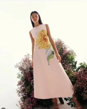 Leo Lin Sleeveless Cleo Midi in Sunflower Pink Size AU 8