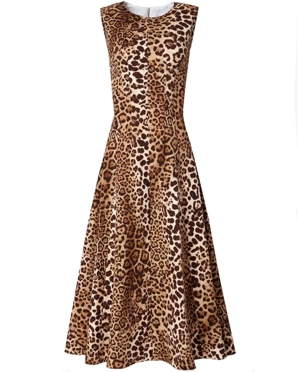 Leopard Print Sleeveless A-Line Dress