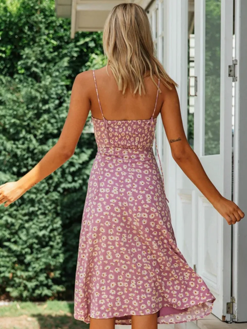 Light Purple Tie-Strap Tiered Dress
