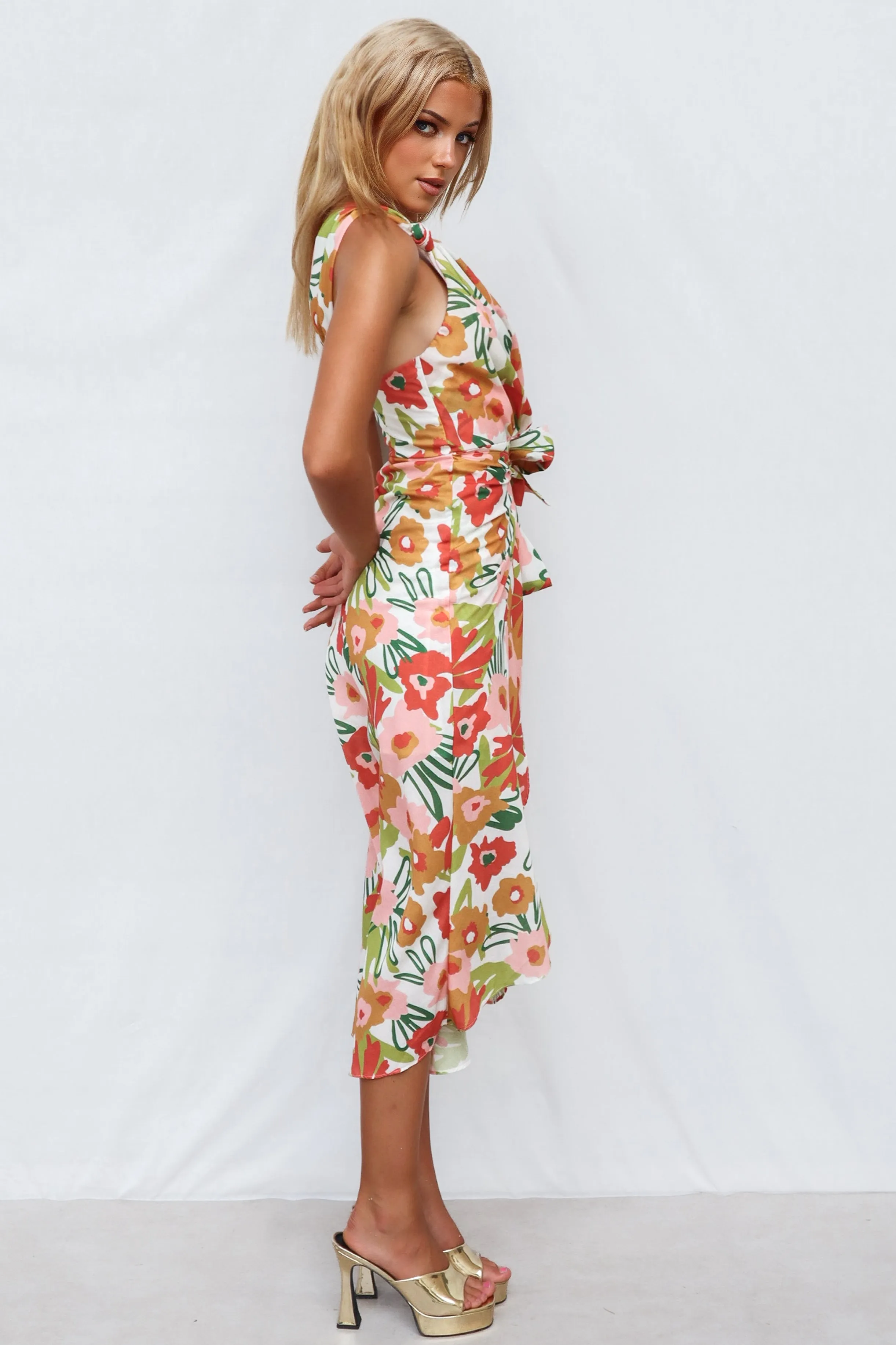 Mawson Midi Dress - Orange/Multi Print