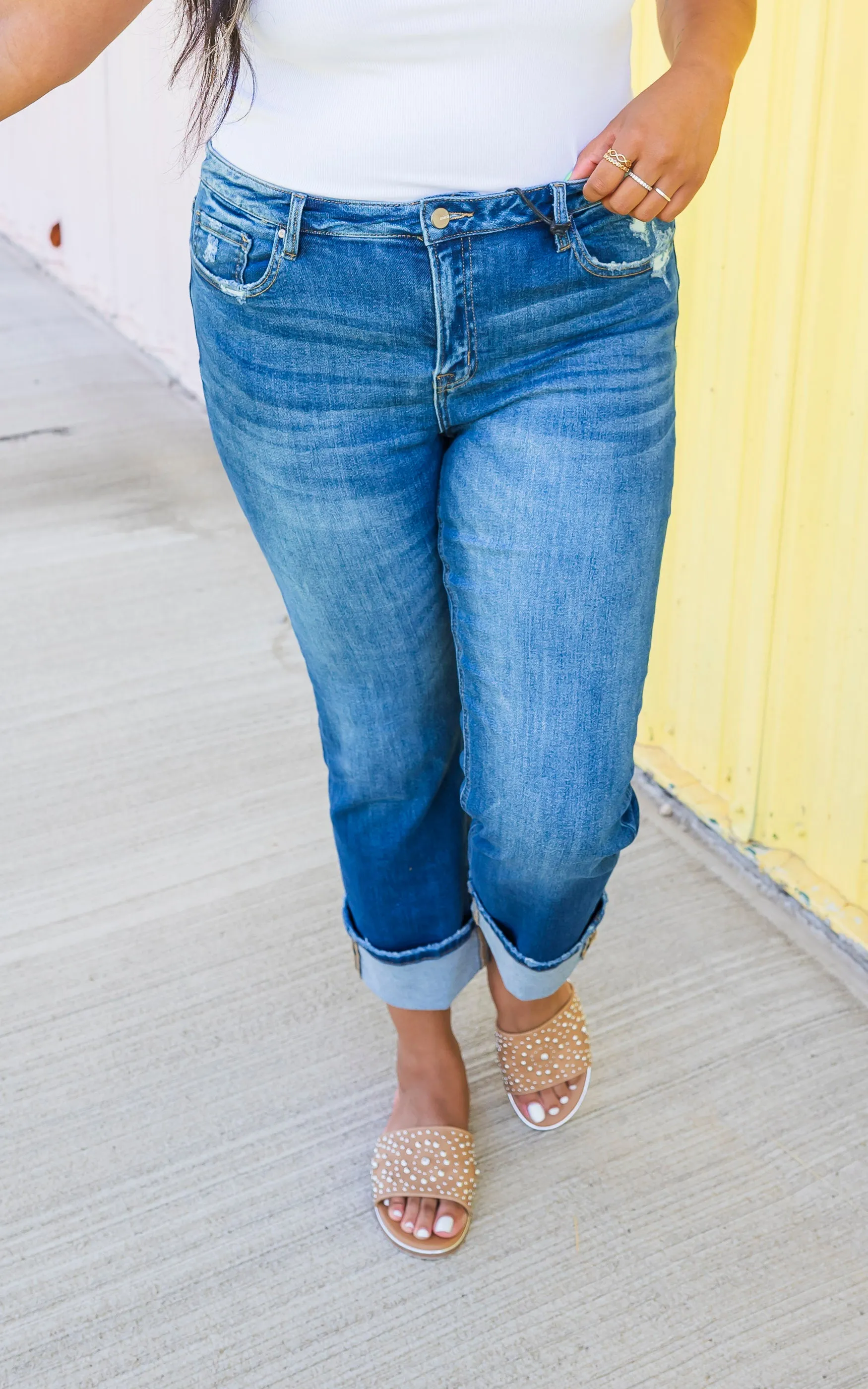 Mica | The Sunday Mid Rise Cuff Denim Jean*