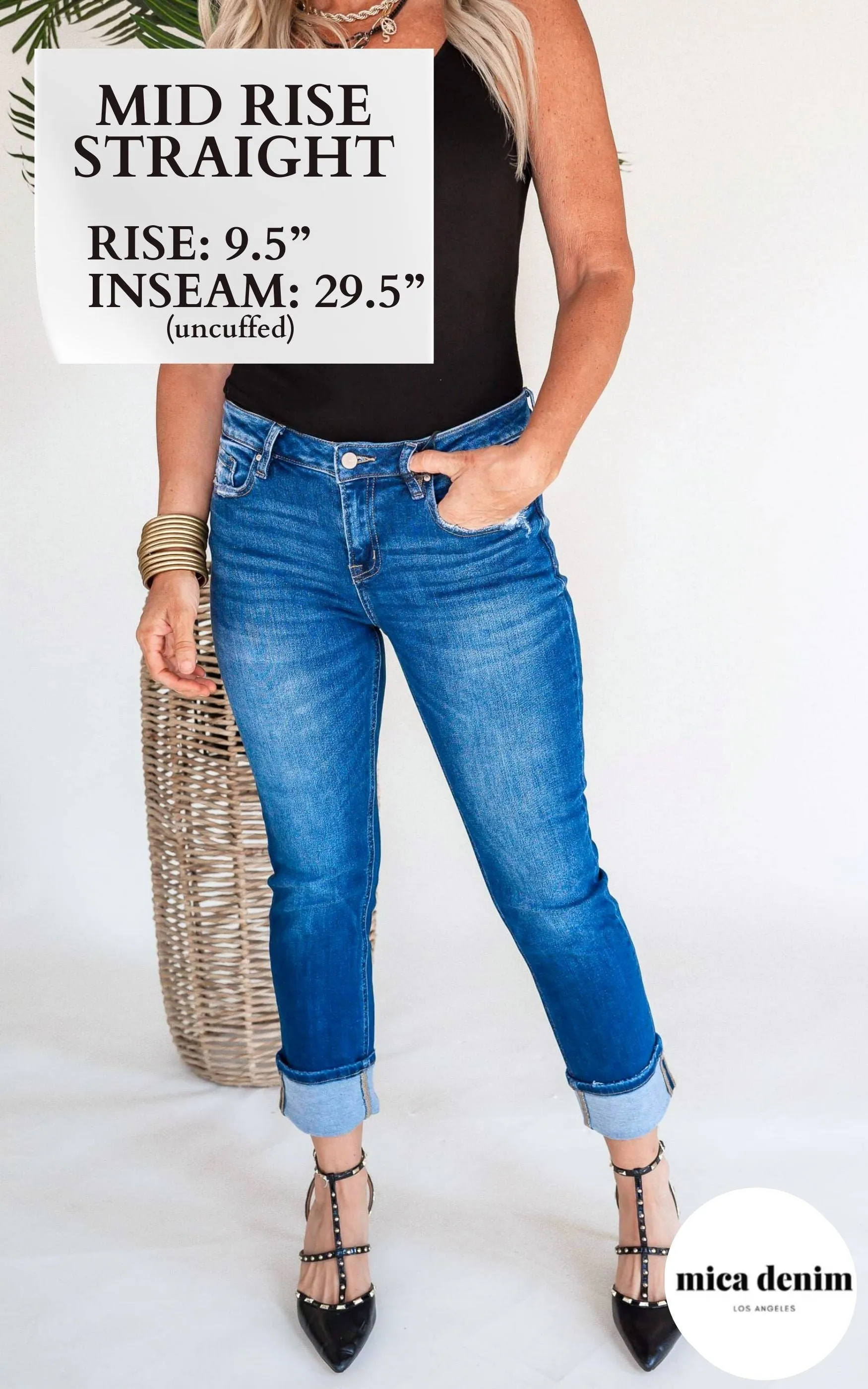 Mica | The Sunday Mid Rise Cuff Denim Jean*