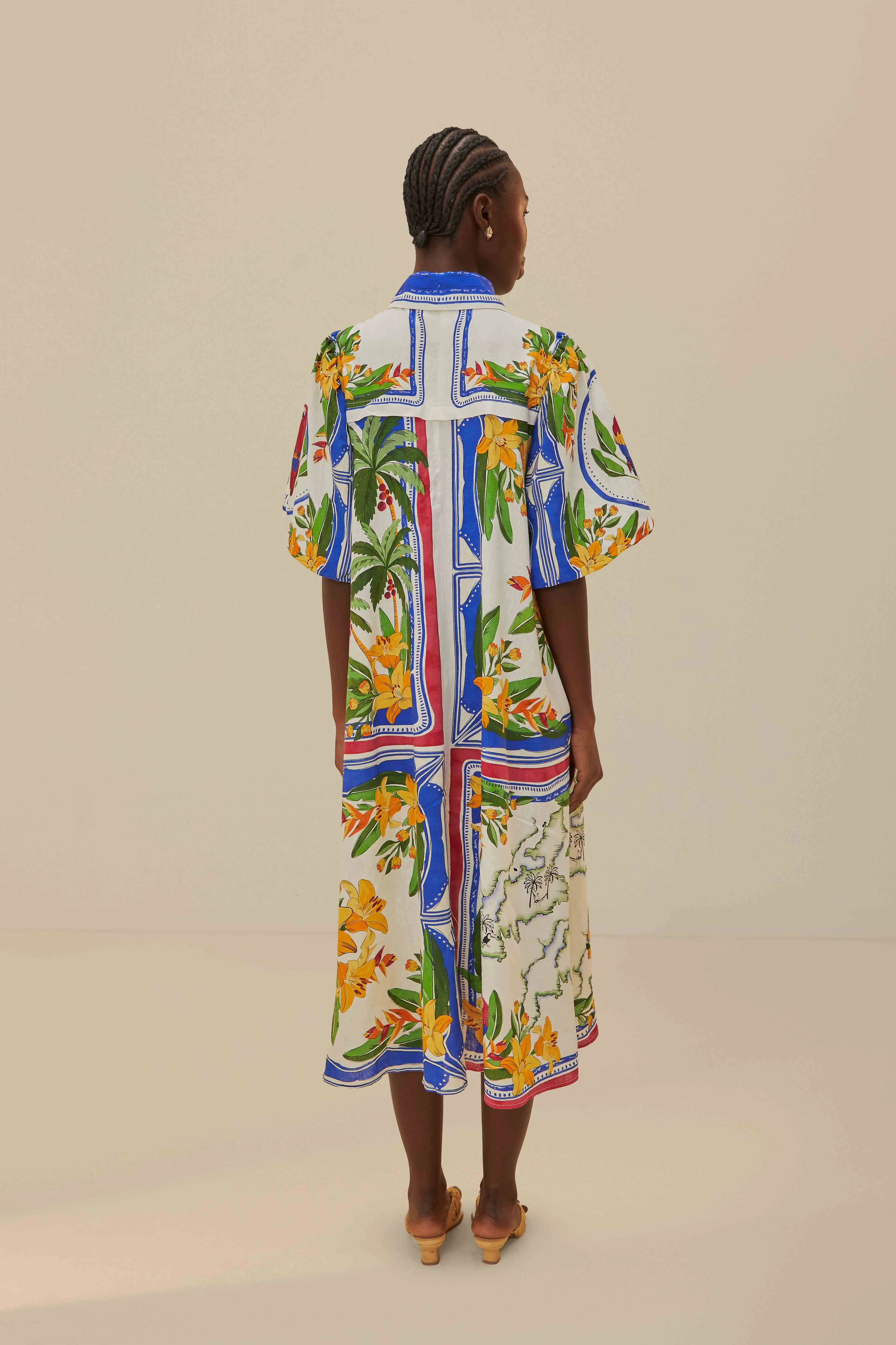 Off-White Tropical Destination Midi Dress