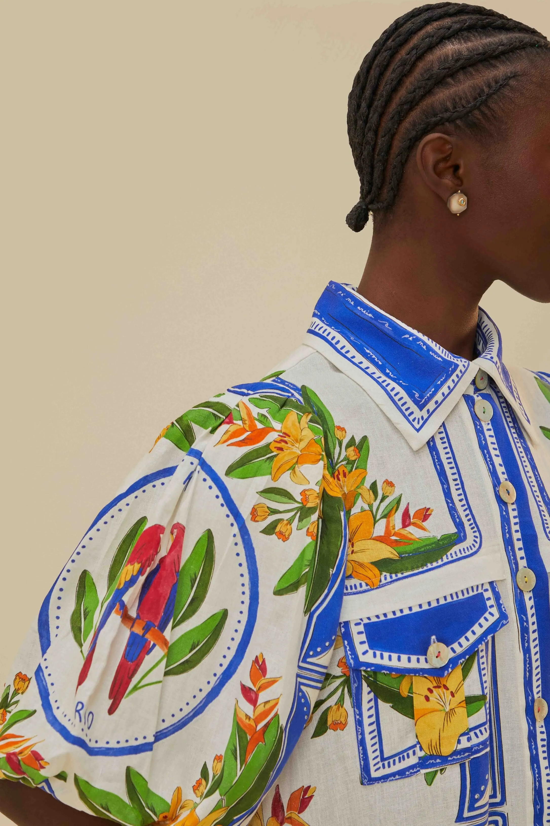 Off-White Tropical Destination Midi Dress