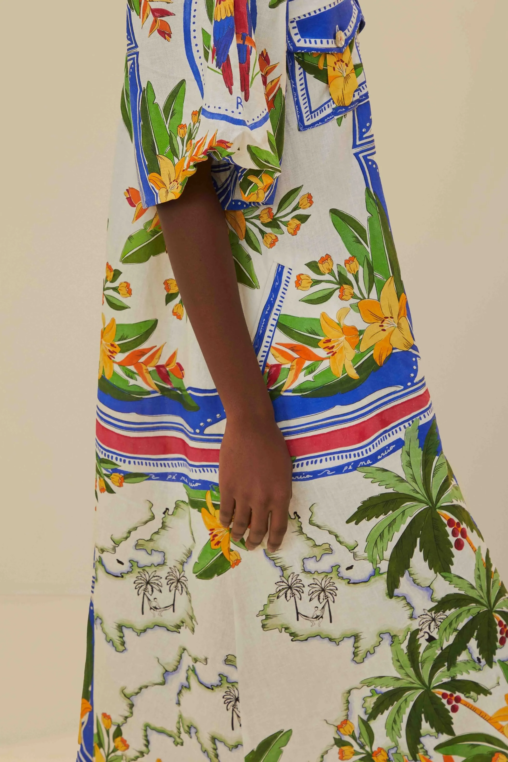 Off-White Tropical Destination Midi Dress