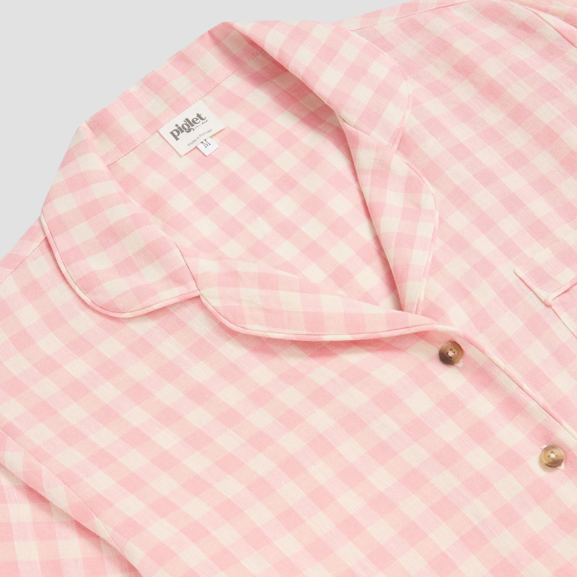 Pink Bloom Gingham Linen Pajama Set
