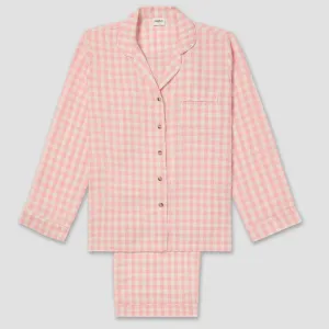 Pink Bloom Gingham Linen Pajama Set