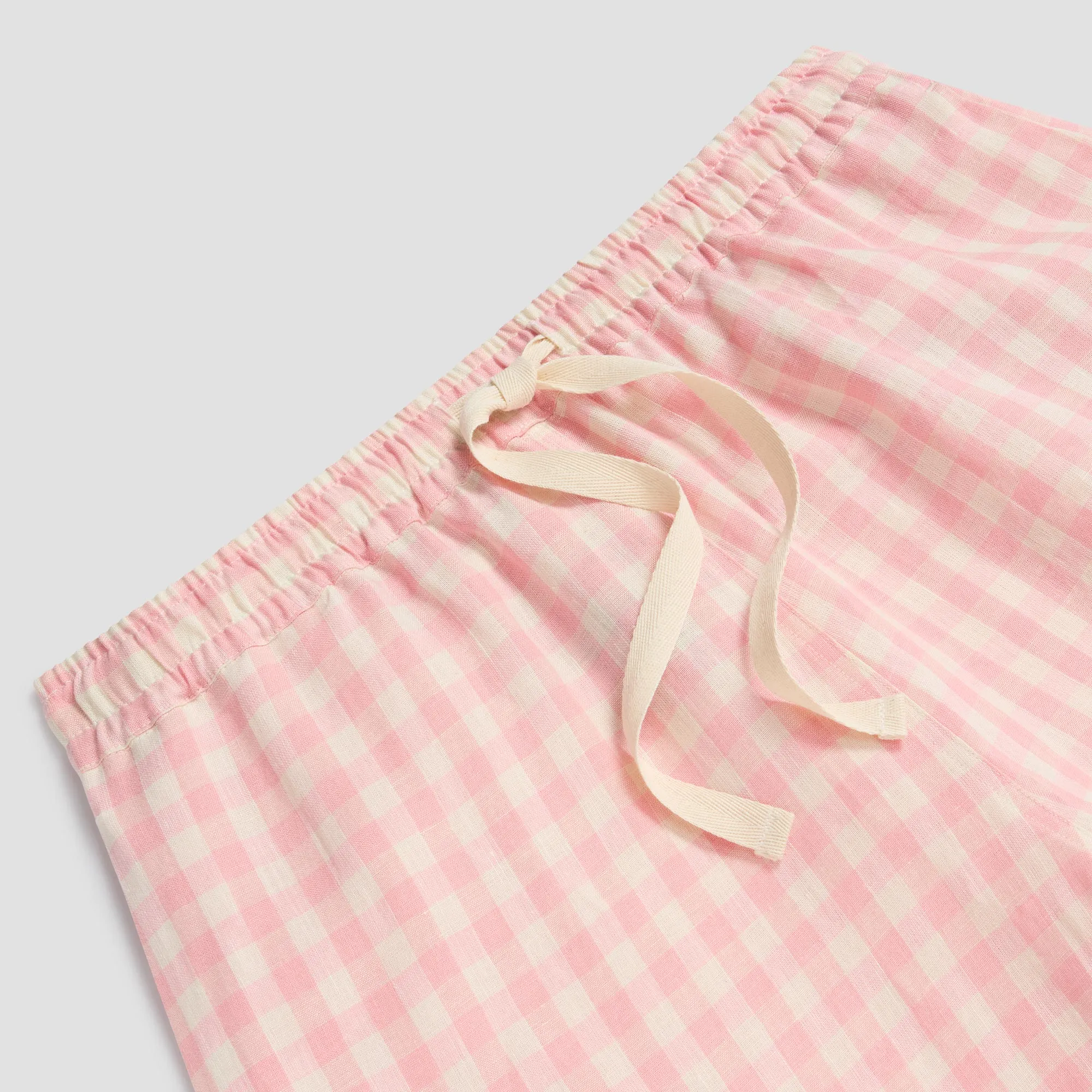 Pink Bloom Gingham Linen Pajama Set
