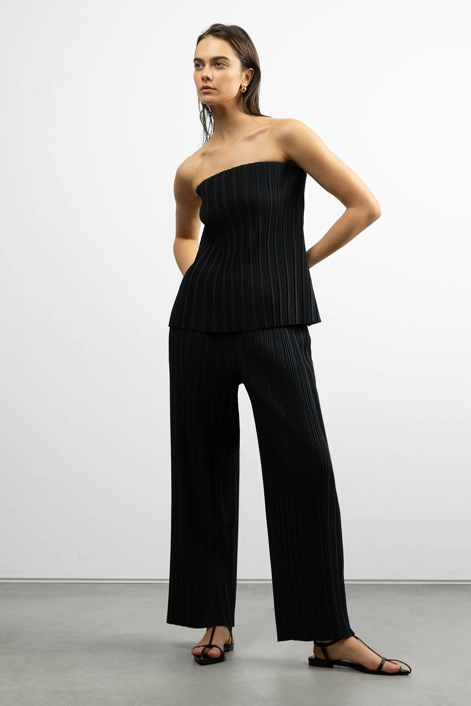 PLEATED ELASTIC WAIST PANT