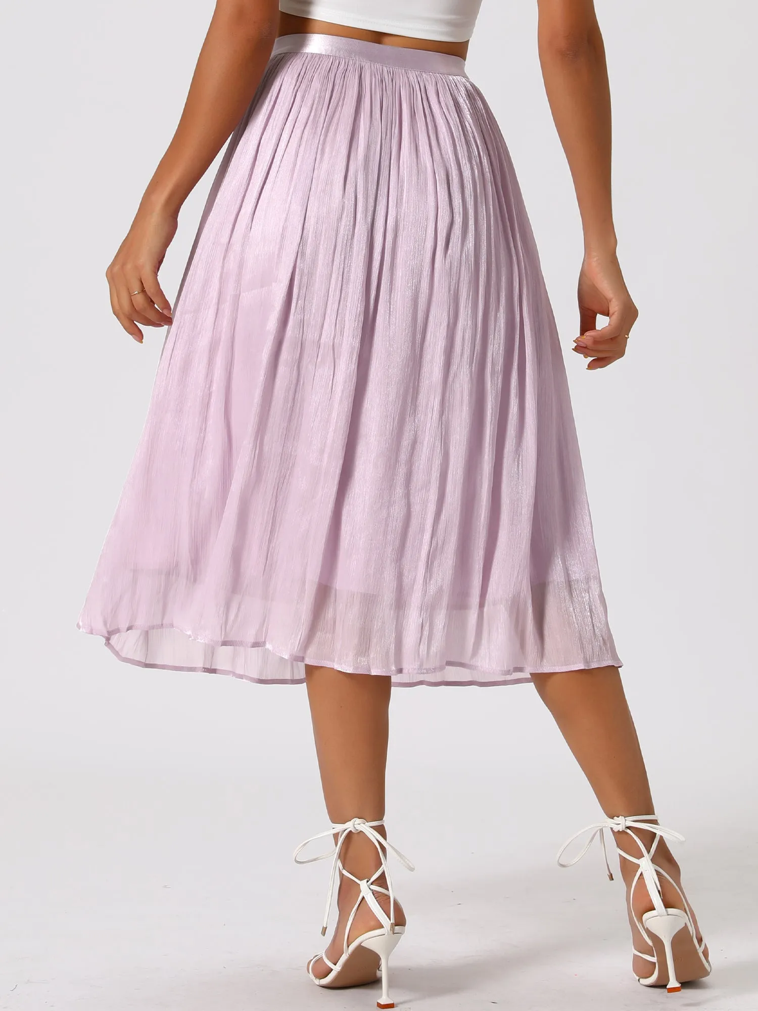 Pleated Midi Elastic Waist Casual Accordion Skirt