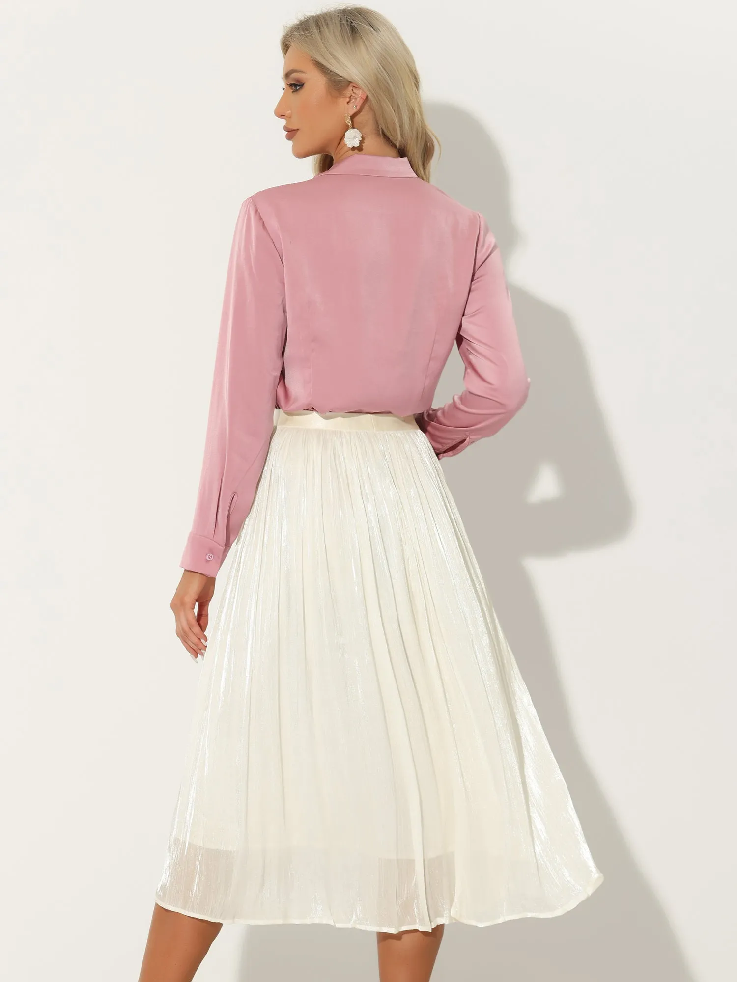 Pleated Midi Elastic Waist Casual Accordion Skirt