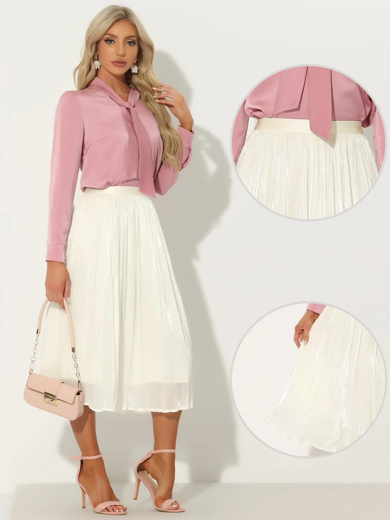 Pleated Midi Elastic Waist Casual Accordion Skirt
