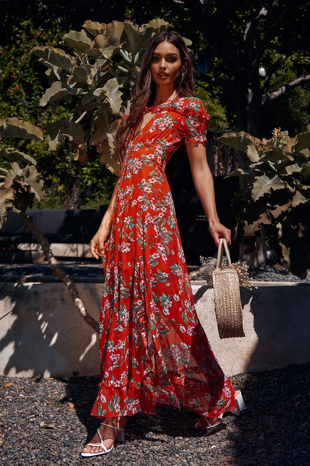 Rustic Rose Floral Maxi Dress